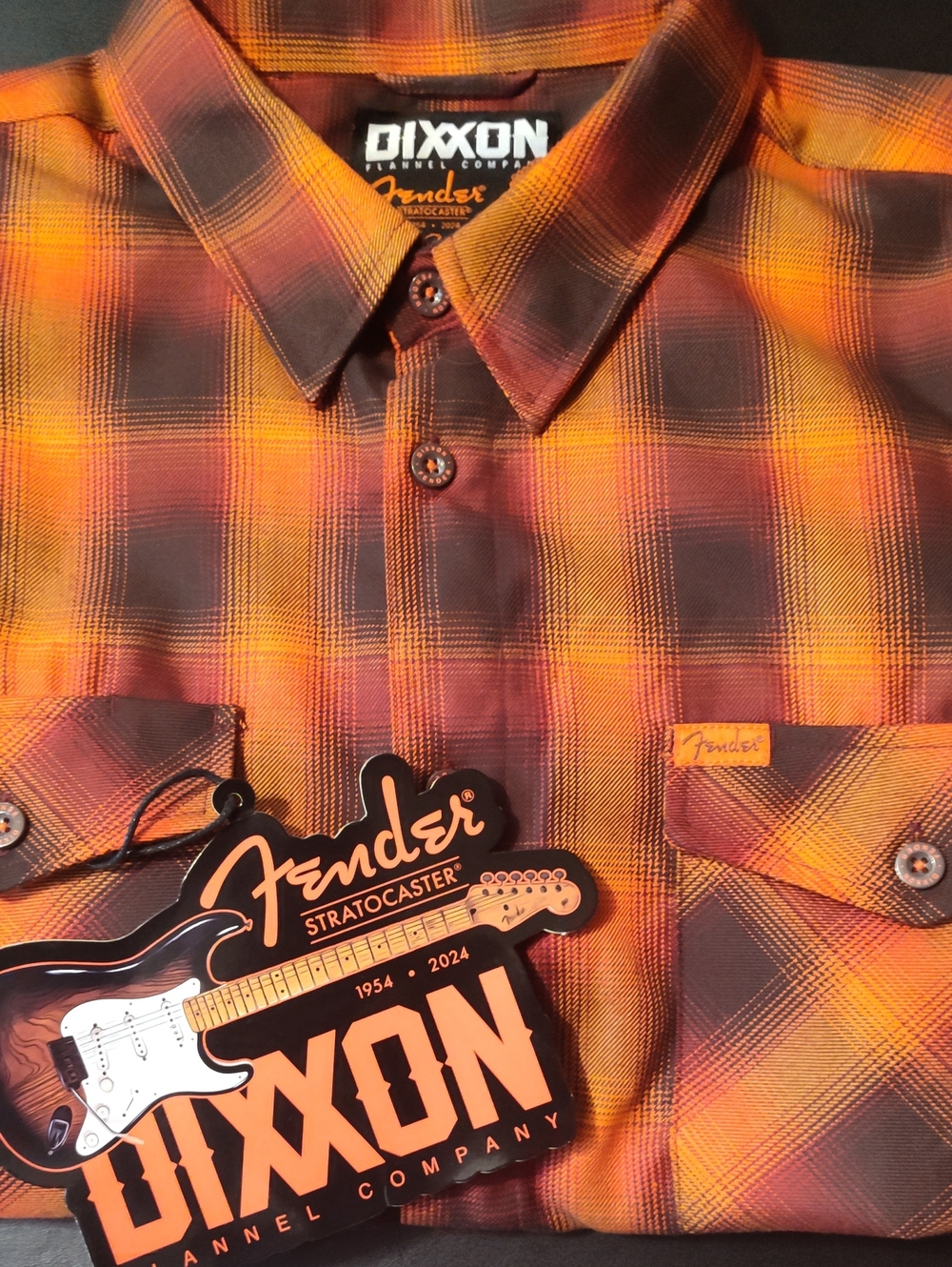DIXXON The FENDER  Orange and Grey Plaid Button-Down Shirt MEN'S 3XL  NWT RARE
